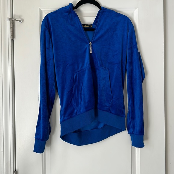 Amazon | Pants & Jumpsuits | Velvet Two Piece Blue Tracksuit Violet ...
